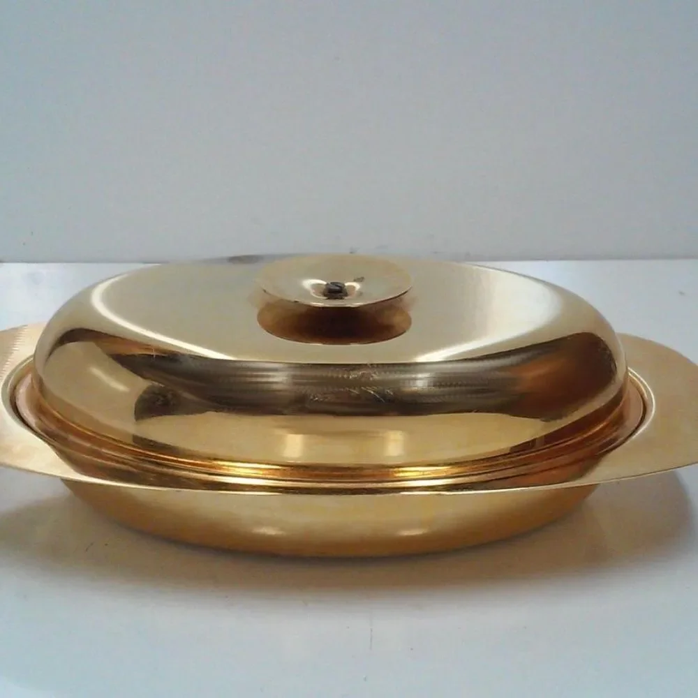 Mid-Century Tommi Parzinger Lidded Dish Gold Plated 1950s Glam Serving